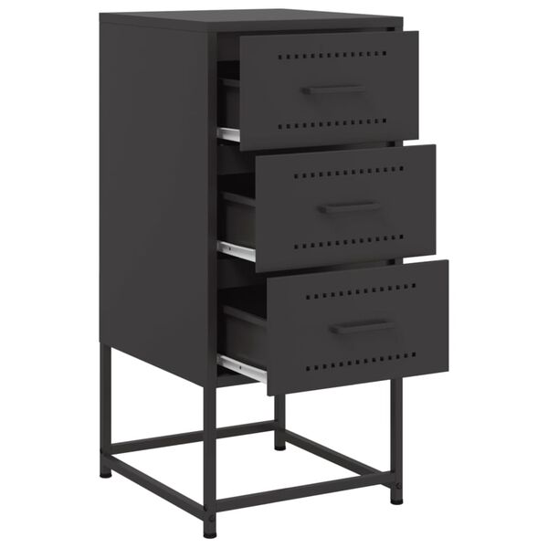 vidaXL Κομοδίνο Μαύρο 36x39x78 εκ. από Χάλυβα