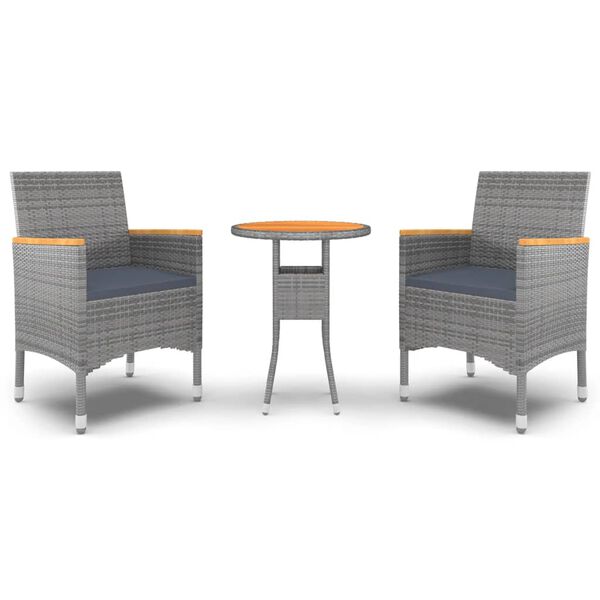 vidaXL Σετ Τραπεζαρίας Κήπου 3 Τεμαχίων Γκρι από Συνθετικό Ρατάν