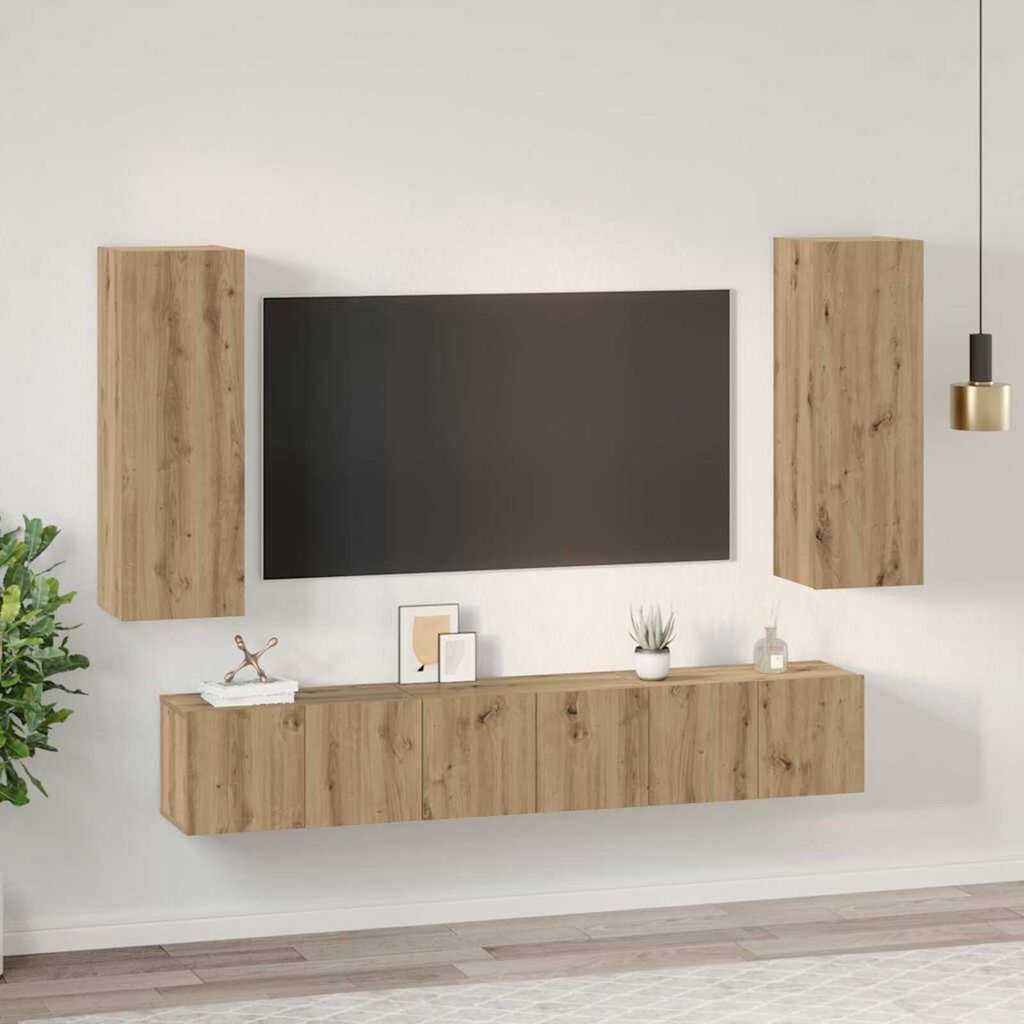 vidaXL Σετ επίπλου τηλεόρασης 4 pcs artisan δρυς 30.5 x 30 x 90 cm