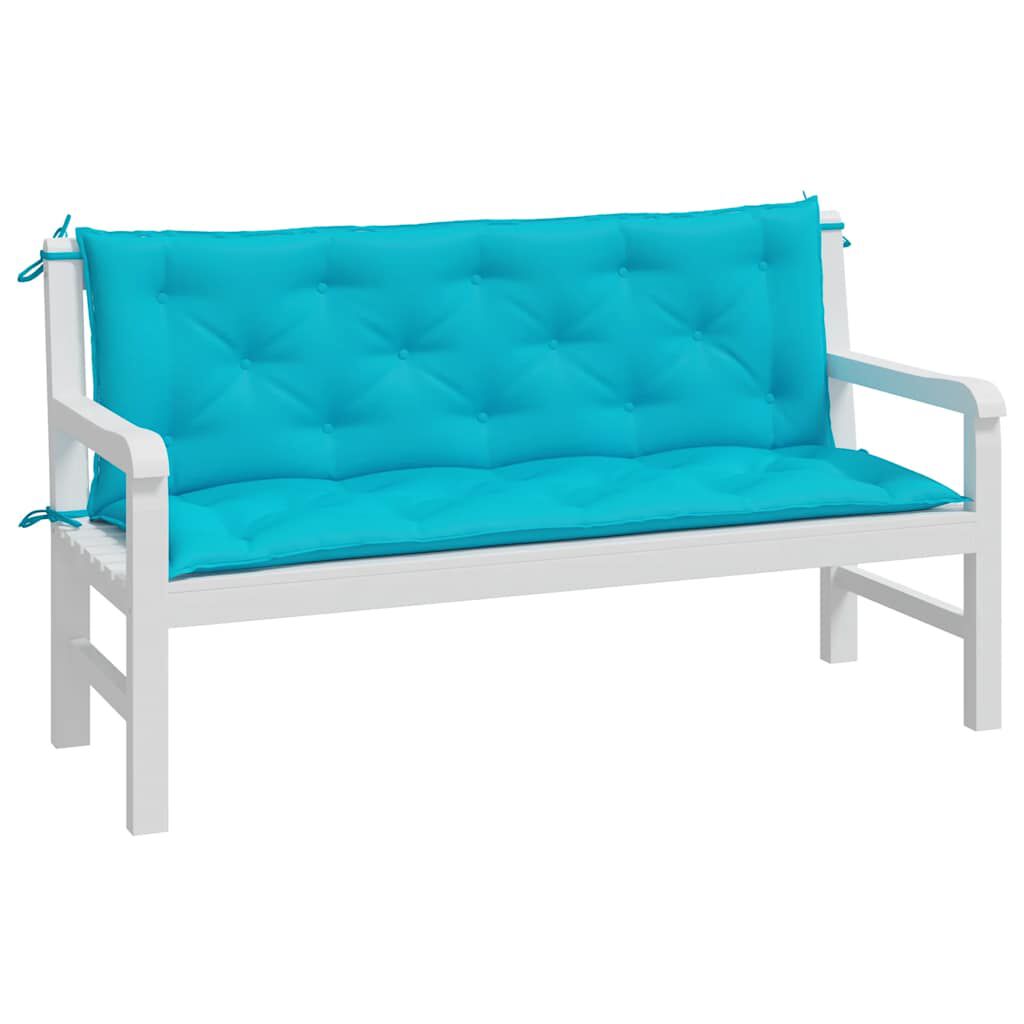 vidaXL Μαξιλάρια Πάγκου Κήπου 2 τεμ. Τιρκουάζ 150x50x7 εκ. Υφασμάτινα