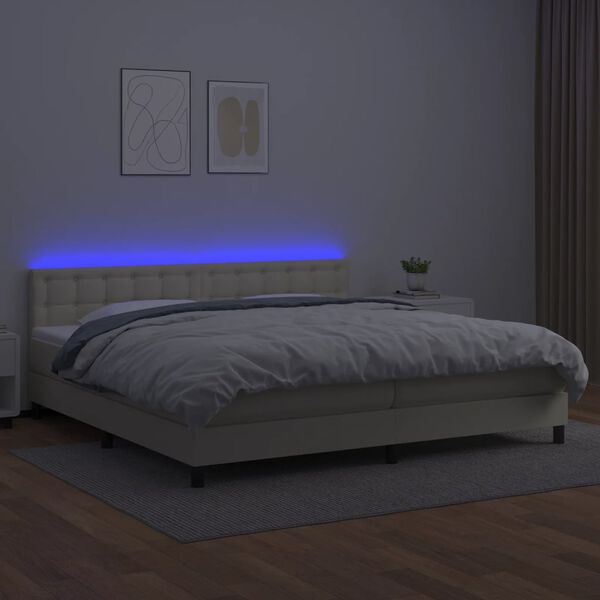 vidaXL &Kappa;&rho;&epsilon;&beta;ά&tau;&iota; Boxspring &mu;&epsilon; &Sigma;&tau;&rho;ώ&mu;&alpha; & LED &Kappa;&rho;&epsilon;&mu; 200x200 &epsilon;&kappa;. &Sigma;&upsilon;&nu;&theta;. &Delta;έ&rho;&mu;&alpha;