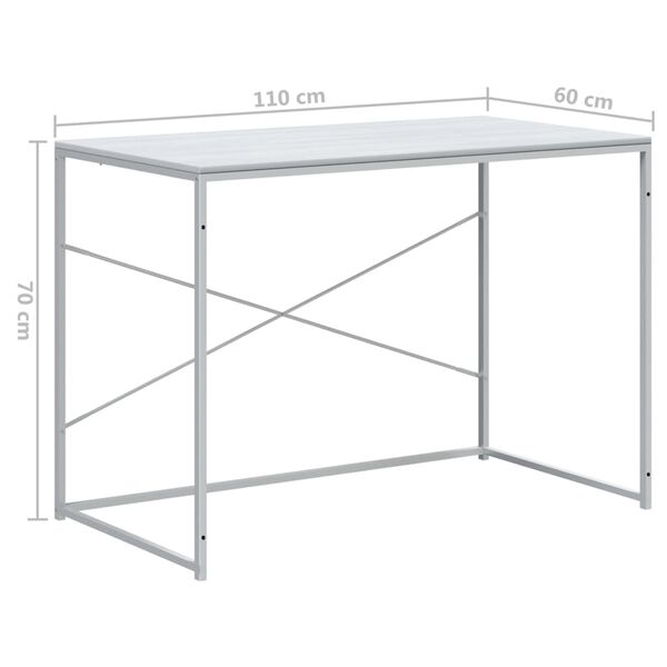 vidaXL Γραφείο Υπολογιστή Λευκό 110 x 60 x 70 εκ. από Επεξ. Ξύλο