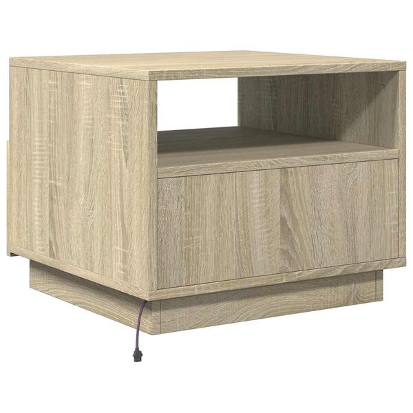vidaXL Τραπεζάκι Σαλονιού με Φώτα LED Sonoma Δρυς 50x49x40 εκ.