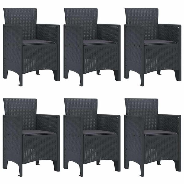 vidaXL Σέτ φαγητού για κήπο 7 pcs Ανθρακί Rattan Polt