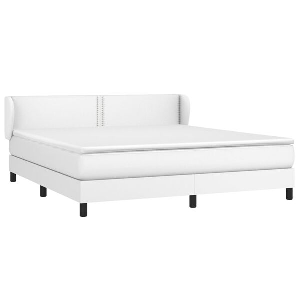 vidaXL Κρεβάτι Boxspring με Στρώμα Λευκό 180x200 εκ. Συνθετικό Δέρμα