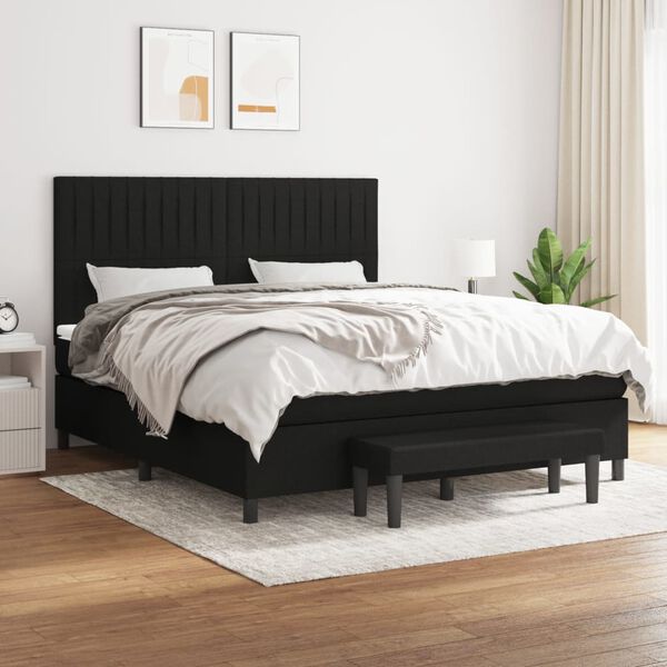 vidaXL &Kappa;&rho;&epsilon;&beta;ά&tau;&iota; Boxspring &mu;&epsilon; &Sigma;&tau;&rho;ώ&mu;&alpha; &Mu;&alpha;ύ&rho;&omicron; 180x200 &epsilon;&kappa;. &Upsilon;&phi;&alpha;&sigma;&mu;ά&tau;&iota;&nu;&omicron;