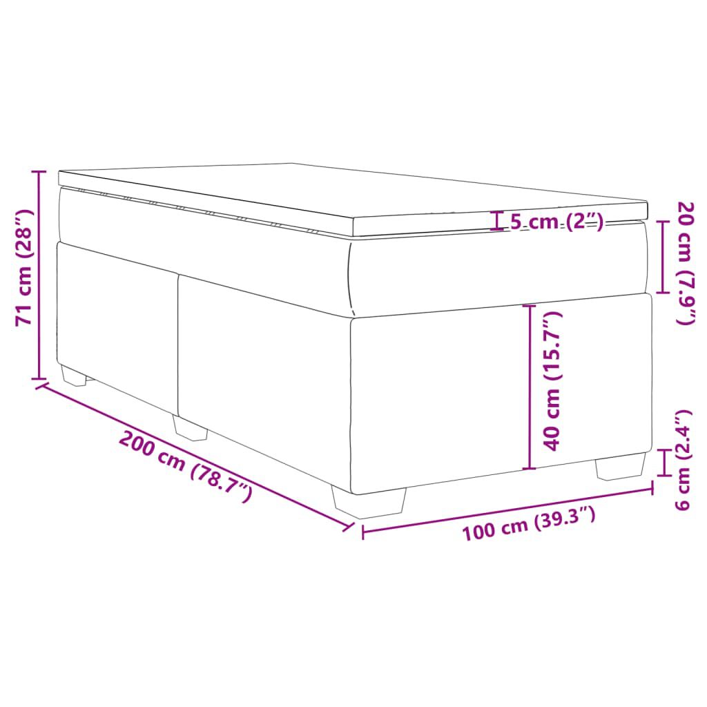 vidaXL Κρεβάτι Boxspring με Στρώμα Σκούρο Πράσινο 100x200εκ. Βελούδινο