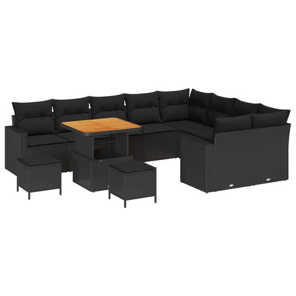 vidaXL Σετ Καναπέ Κήπου 12 pcs Μαύρο συνθετικό ρατάν