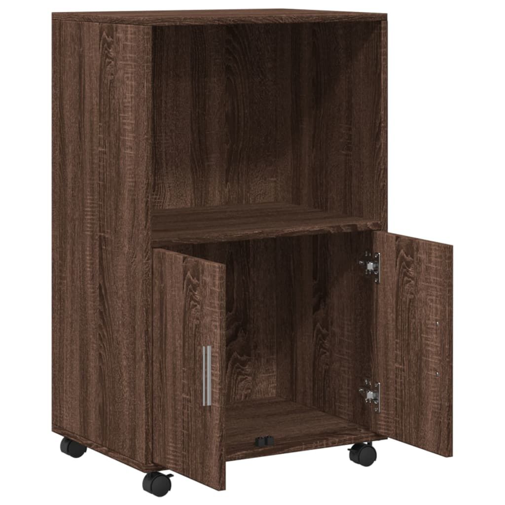 vidaXL Ντουλάπι Τροχήλατο Καφέ Δρυς 55x40x91 εκ. από Επεξ. Ξύλο