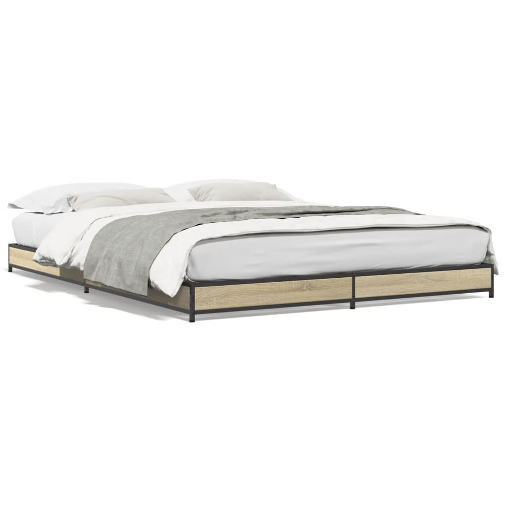 vidaXL Πλαίσιο Κρεβατιού Sonoma Δρυς 120x200 εκ. Επεξ. Ξύλο & Μέταλλο