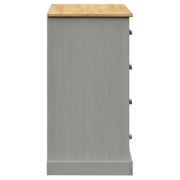 vidaXL Μπουφές με Συρτάρια VIGO Γκρι 113x40x75 εκ. Μασίφ Ξύλο Πεύκο