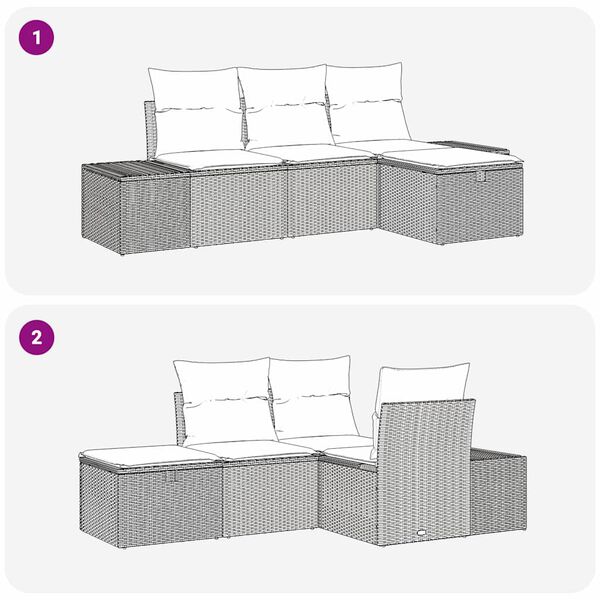 vidaXL Σετ Καναπέ Κήπου 4 pcs Μπεζ 55 x 62 x 69 εκ Πολυ ράταν
