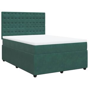 vidaXL Κρεβάτι Boxspring με Στρώμα Σκούρο Πράσινο 140x200εκ. Βελούδινο