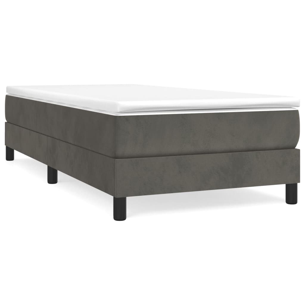 vidaXL Κρεβάτι Boxspring με Στρώμα Σκούρο Γκρι 90x200 εκ. Βελούδινο