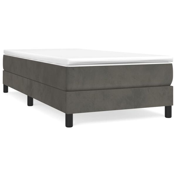 vidaXL Κρεβάτι Boxspring με Στρώμα Σκούρο Γκρι 90x200 εκ. Βελούδινο