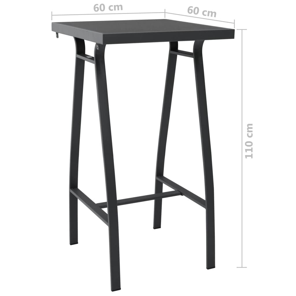vidaXL Τραπέζι Μπαρ Κήπου Μαύρο 60 x 60 x 110 εκ. από Ψημένο Γυαλί