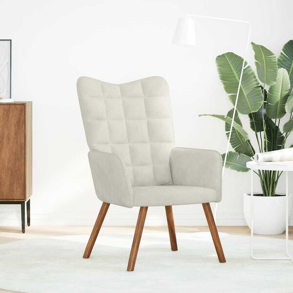 vidaXL Πολυθρόνα Relax Λευκό Κρεμ Βελούδινη