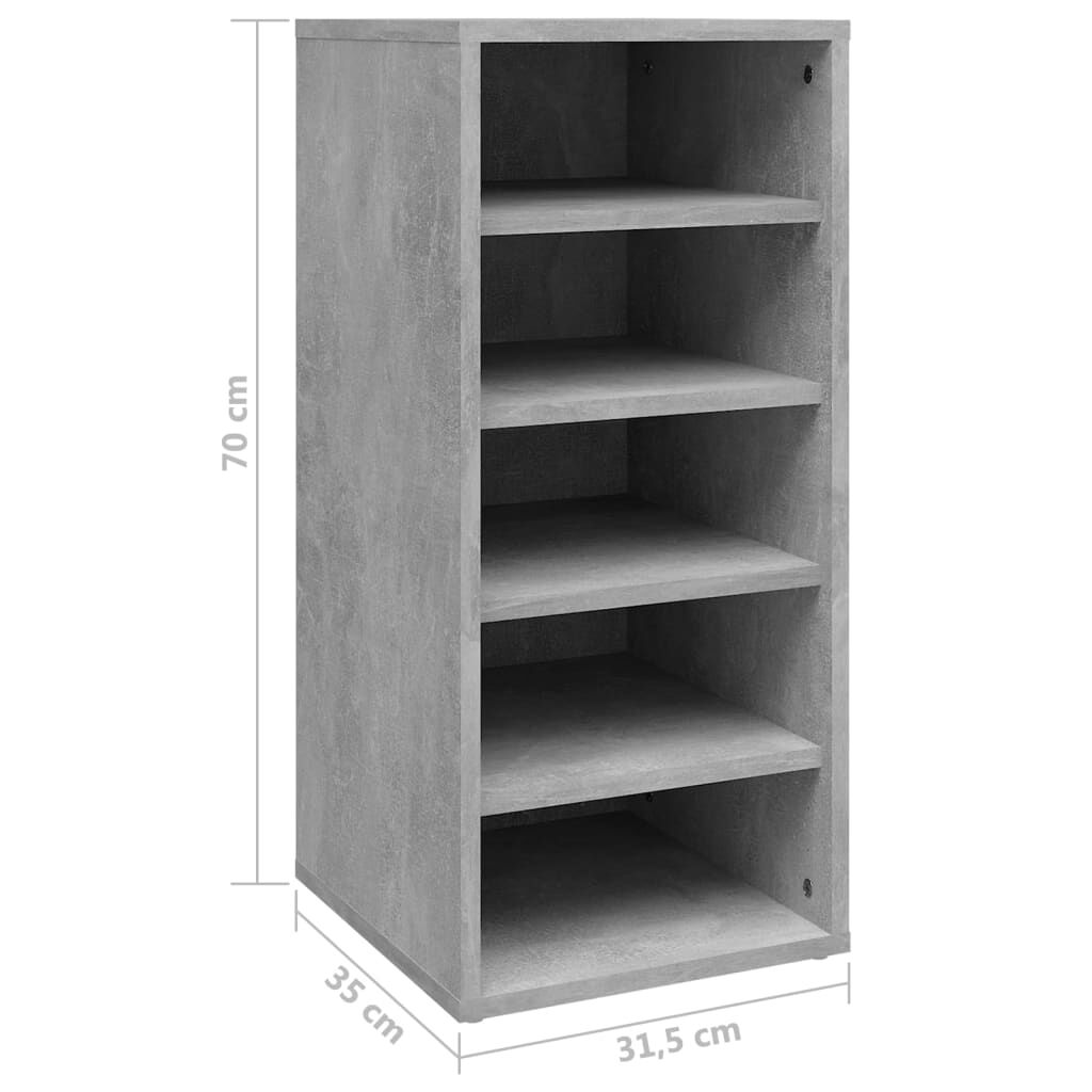 vidaXL Παπουτσοθήκη Γκρι Σκυροδέματος 31,5x35x70 εκ. από Επεξ. Ξύλο