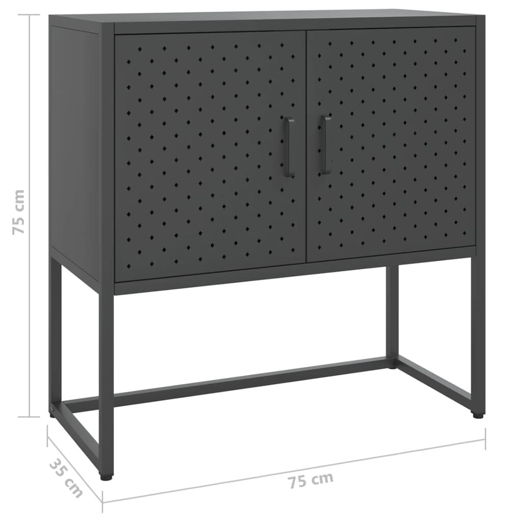 vidaXL Μπουφές Ανθρακί 75 x 35 x 75 εκ. από Ατσάλι