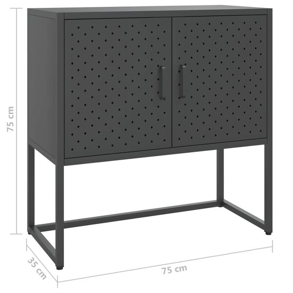 vidaXL Μπουφές Ανθρακί 75 x 35 x 75 εκ. από Ατσάλι