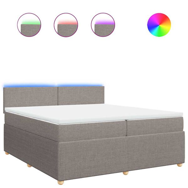 vidaXL &Kappa;&rho;&epsilon;&beta;ά&tau;&iota; Boxspring &mu;&epsilon; &Sigma;&tau;&rho;ώ&mu;&alpha; Taupe 200x200 &epsilon;&kappa;. &Upsilon;&phi;&alpha;&sigma;&mu;ά&tau;&iota;&nu;&omicron;