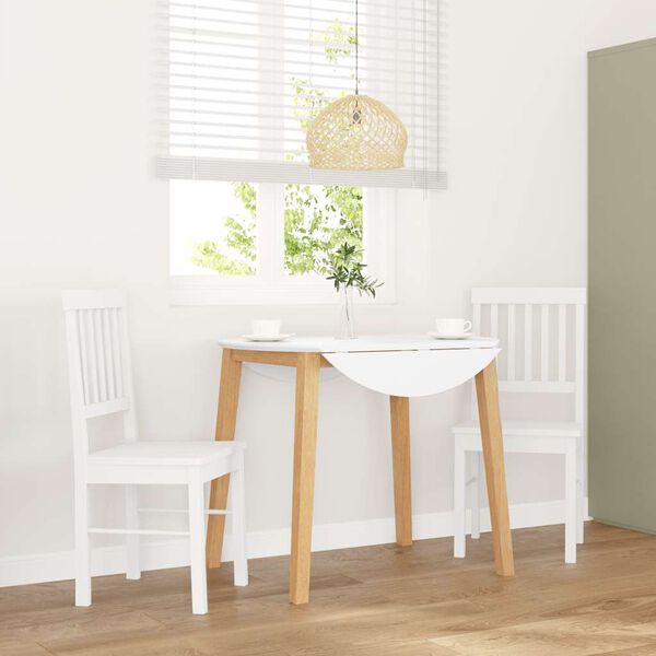 vidaXL Καρέκλες τραπεζαρίας 2 τεμάχια Λευκό μασίφ ξύλο καουτσούκ