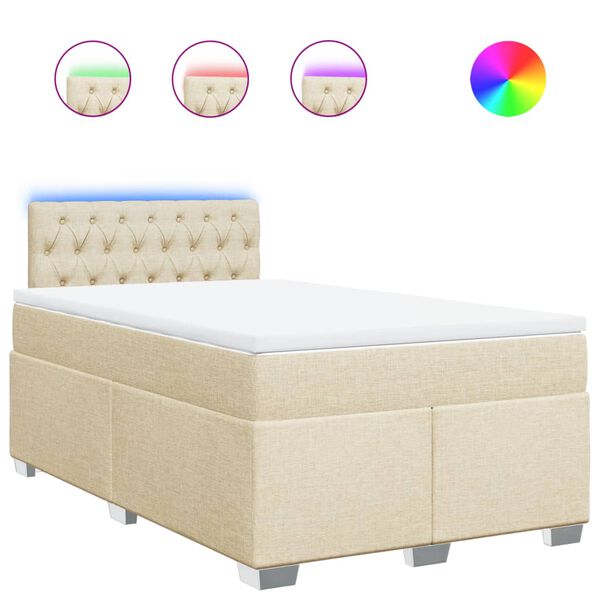 vidaXL Κρεβάτι Boxspring με Στρώμα Κρεμ 120x200 εκ. Υφασμάτινο