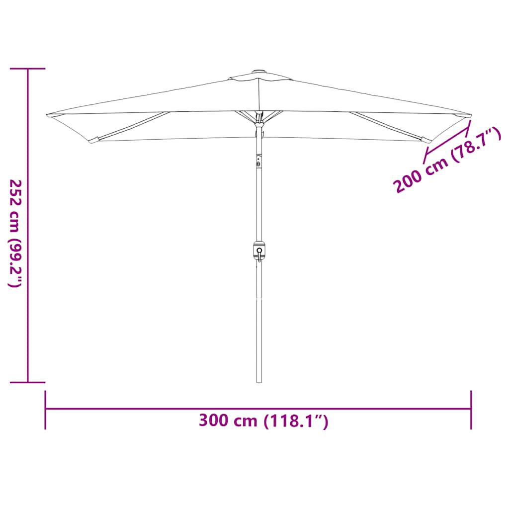 vidaXL Ομπρέλα Κήπου Χρώμα Taupe 300 x 200 εκ. με Μεταλλικό Ιστό
