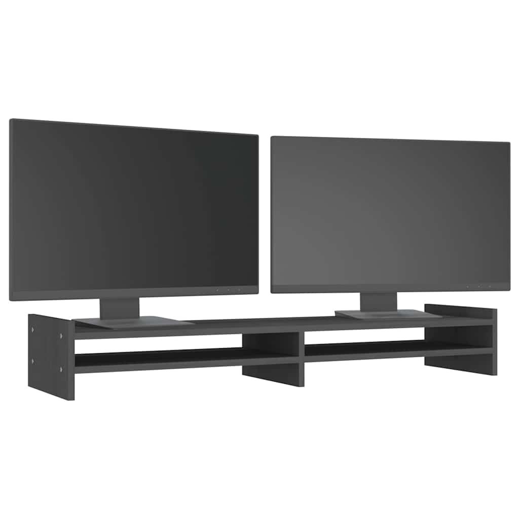 vidaXL Βάση Οθόνης Γκρι 100 x 27 x 15 εκ. από Μασίφ Ξύλο Πεύκου