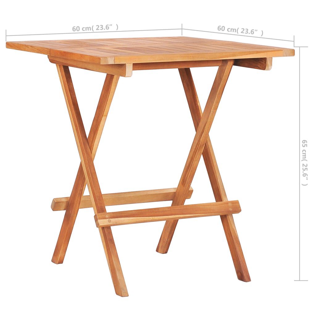 vidaXL Σετ Επίπλων Mπιστρό 3 τεμ. Μασίφ Ξύλο Teak με Μαύρα Μαξιλάρια