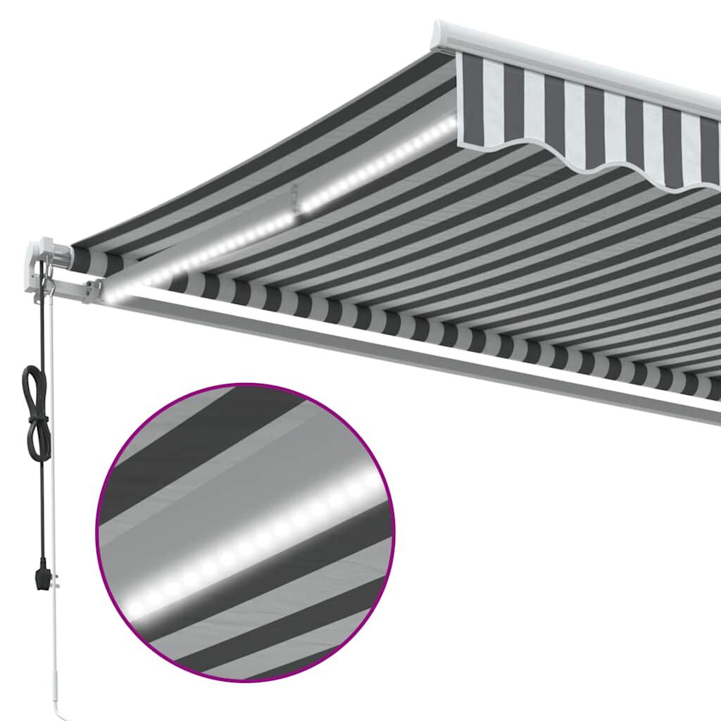 vidaXL Τέντα Πτυσσόμενη Αυτόματη με LED Ανθρακί / Λευκή 600x300 εκ.