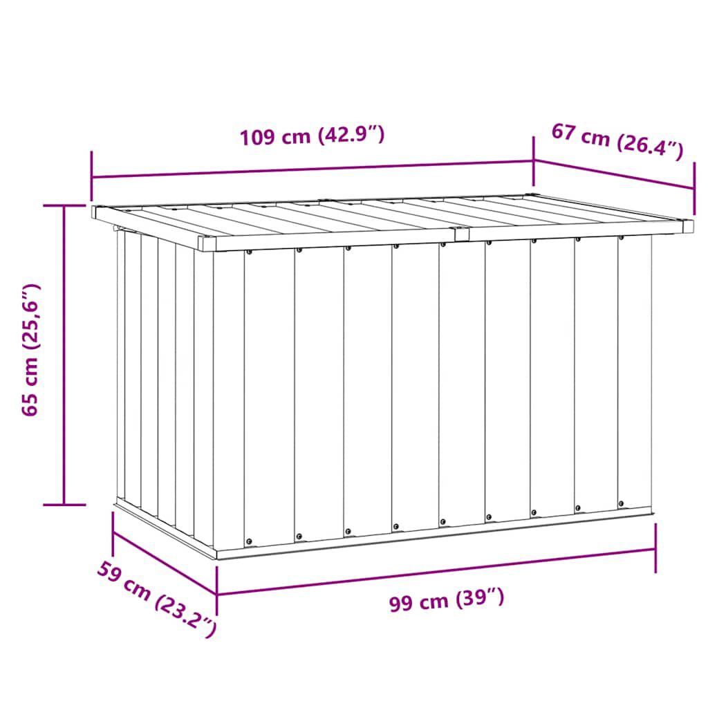 vidaXL Μπαούλο Αποθήκευσης Κήπου Γκρι 109 x 67 x 65 εκ.