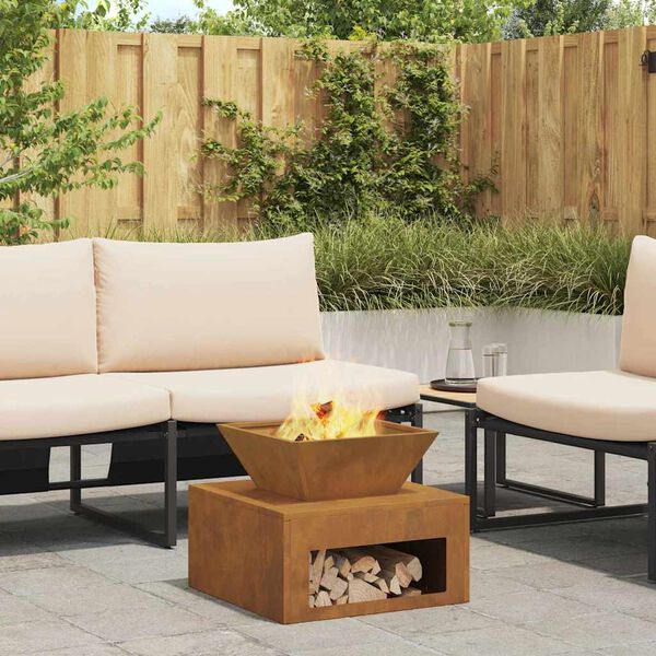 vidaXL Φωτιά Σκ rusty 50 x 50 x 40 cm Ατσάλι σκληρυθέν στον αέρα