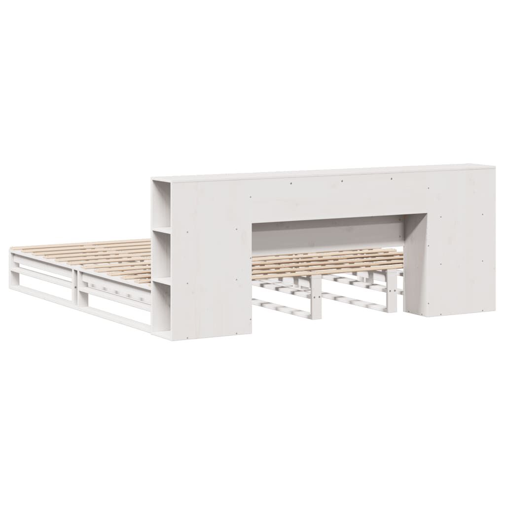 vidaXL Κρεβάτι Βιβλιοθήκη Χωρίς Στρώμα Λευκό 180x200 εκ Μασίφ Ξύλο
