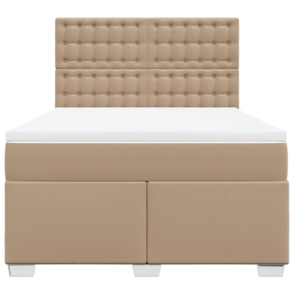 vidaXL Κρεβάτι Boxspring με Στρώμα Καπουτσίνο 140x200εκ.από Συνθ.Δέρμα