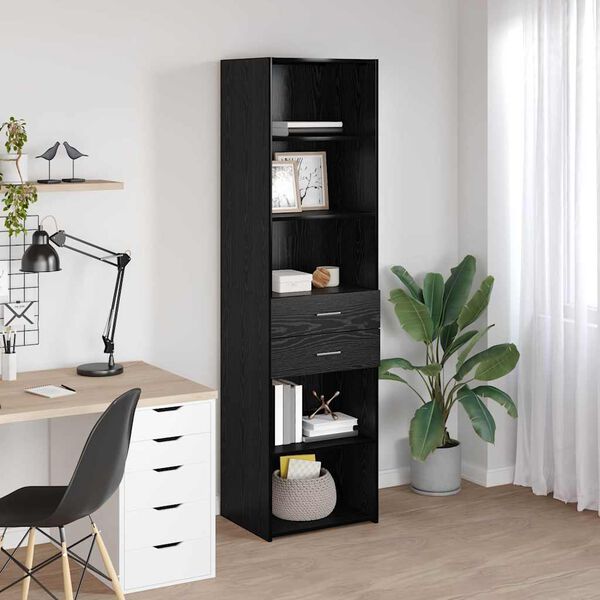 vidaXL Highboard &Mu;&alpha;ύ&rho;&eta; &Omicron;&xi;&upsilon;ά 50 x 42,5 x 185 &epsilon;&kappa;. &Epsilon;&pi;&epsilon;&xi;&epsilon;&rho;&gamma;&alpha;&sigma;&mu;έ&nu;&omicron; &xi;ύ&lambda;&omicron;