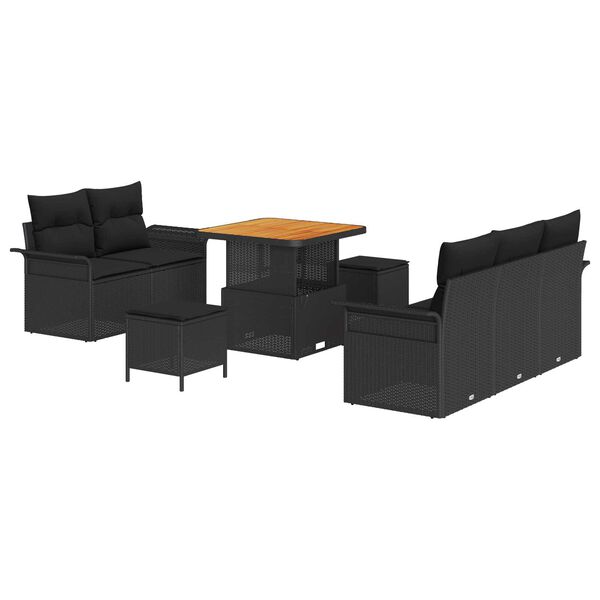 vidaXL Σετ Καναπέ Κήπου 8 pcs Μαύρο συνθετικό ρατάν