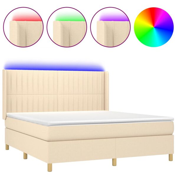 vidaXL &Kappa;&rho;&epsilon;&beta;ά&tau;&iota; Boxspring &mu;&epsilon; &Sigma;&tau;&rho;ώ&mu;&alpha; & LED &Kappa;&rho;&epsilon;&mu; 160x200 &epsilon;&kappa;. &Upsilon;&phi;&alpha;&sigma;&mu;ά&tau;&iota;&nu;&omicron;