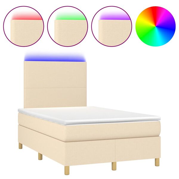 vidaXL &Kappa;&rho;&epsilon;&beta;ά&tau;&iota; Boxspring &mu;&epsilon; &Sigma;&tau;&rho;ώ&mu;&alpha; & LED &Kappa;&rho;&epsilon;&mu; 120x190 &epsilon;&kappa;. &Upsilon;&phi;&alpha;&sigma;&mu;ά&tau;&iota;&nu;&omicron;