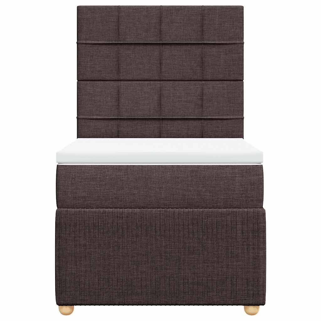 vidaXL Κρεβάτι Boxspring με Στρώμα Σκούρο Καφέ 90x200 εκ. Υφασμάτινο