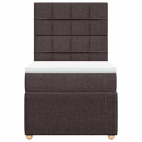 vidaXL Κρεβάτι Boxspring με Στρώμα Σκούρο Καφέ 90x200 εκ. Υφασμάτινο