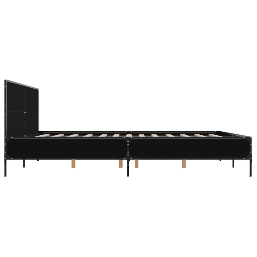 vidaXL Πλαίσιο Κρεβατιού Μαύρο 180 x 200 εκ. Επεξ. Ξύλο & Μέταλλο