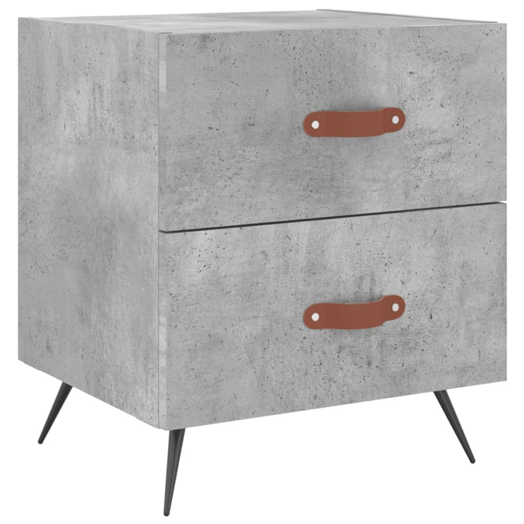 vidaXL Κομοδίνα 2 τεμ. Γκρι Σκυροδεμ. 40 x 35 x 47,5 εκ. Επεξεργ. Ξύλο