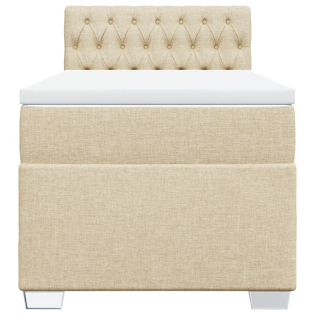 vidaXL Κρεβάτι Boxspring με Στρώμα Κρεμ 100 x 200 εκ. Υφασμάτινο