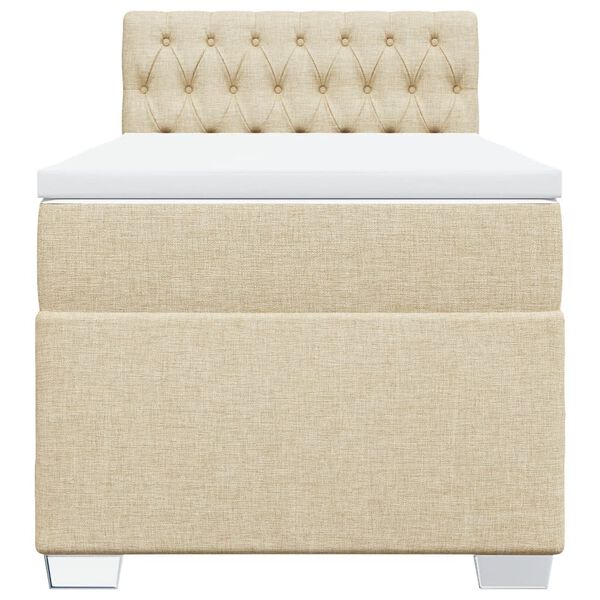vidaXL Κρεβάτι Boxspring με Στρώμα Κρεμ 100 x 200 εκ. Υφασμάτινο