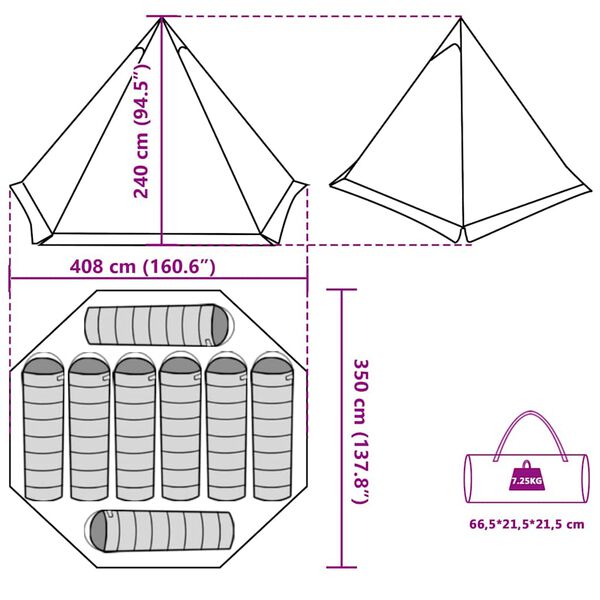vidaXL Σκηνή Οικογενειακή Tipi 8 Ατόμων Αδιάβροχη Παραλλαγή