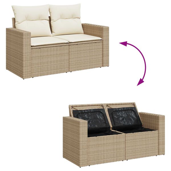 vidaXL Σετ Καναπέ Κήπου 9 pcs μπεζ και κρεμ 90 x 55 x 71 cm