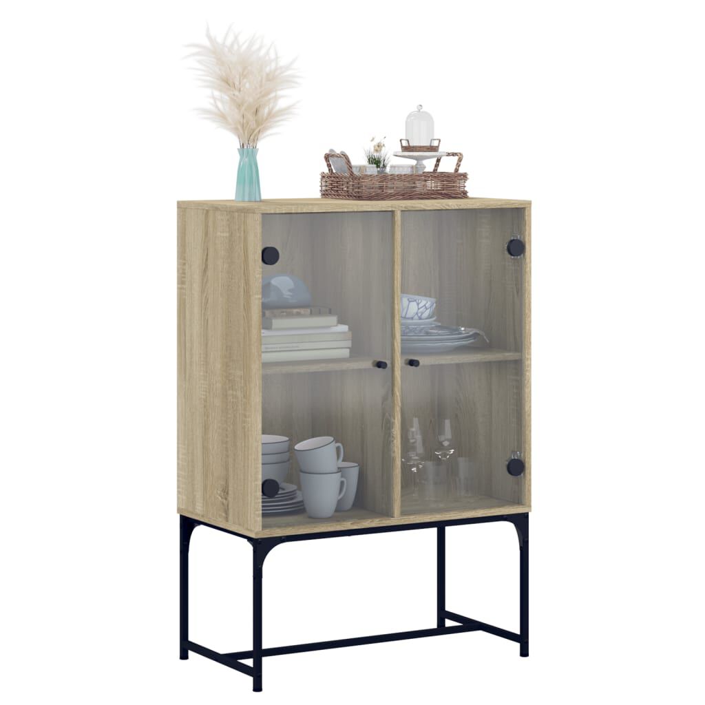 vidaXL Βοηθητικό Ντουλάπι Sonoma Δρυς 69x37x100 εκ. με Γυάλινες Πόρτες