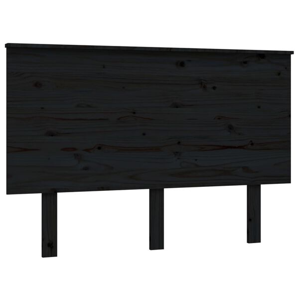 vidaXL Κεφαλάρι Κρεβατιού Μαύρο 124x6x82,5 εκ. Μασίφ Ξύλο Πεύκου