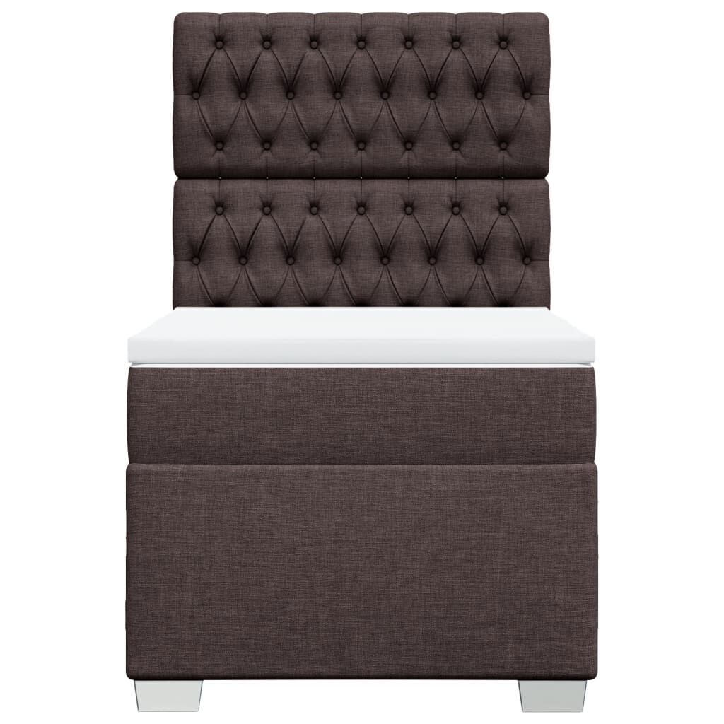 vidaXL Κρεβάτι Boxspring με Στρώμα Σκούρο Καφέ 80x200 εκ. Υφασμάτινο